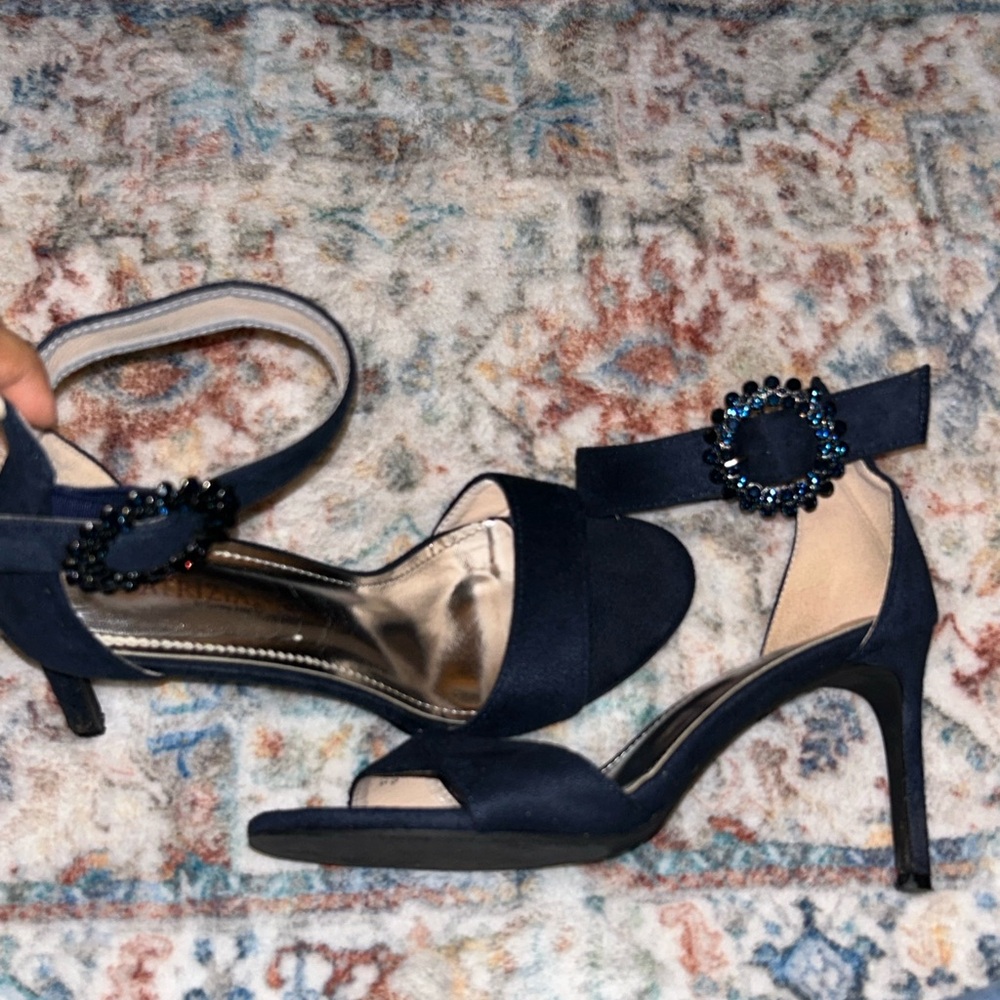 Elegant Navy Blue Heeled Sandals